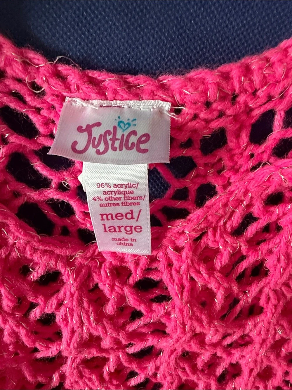 Justice Hot Pink Crochet Fringe Cover-Up